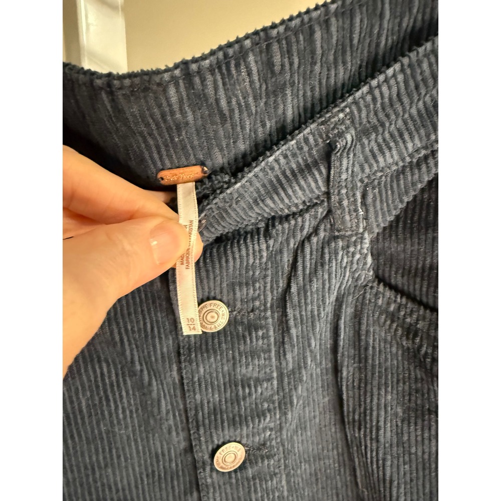 Free People Ray‎ Corduroy Mini Skirt Navy Blue Button Front Size 10 Y2K Indie - Picture 6 of 9